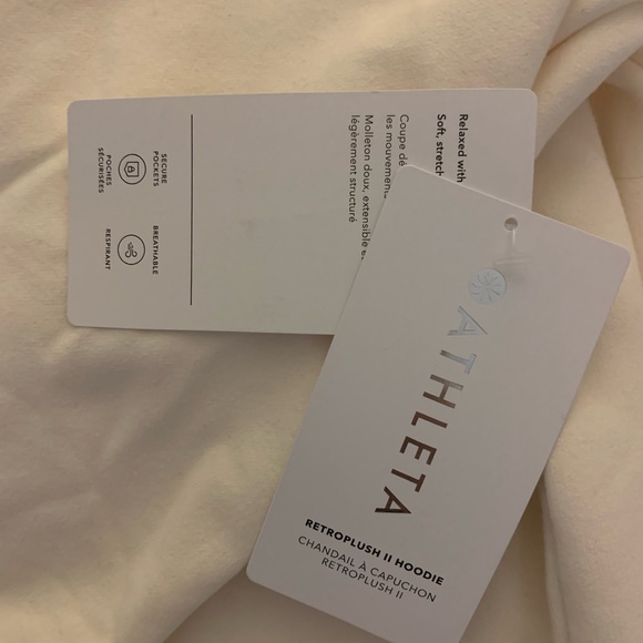 ATHLETA Retroplush Hoodie Sweatshirt Magnolia White Ivory NWT - Picture 2 of 5
